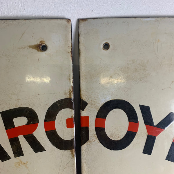 Vintage Emaille Schild Gargoyle Mobiloel