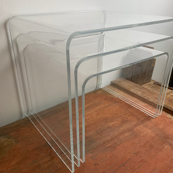 Vintage Beistelltisch aus Acrylglas 3er Set