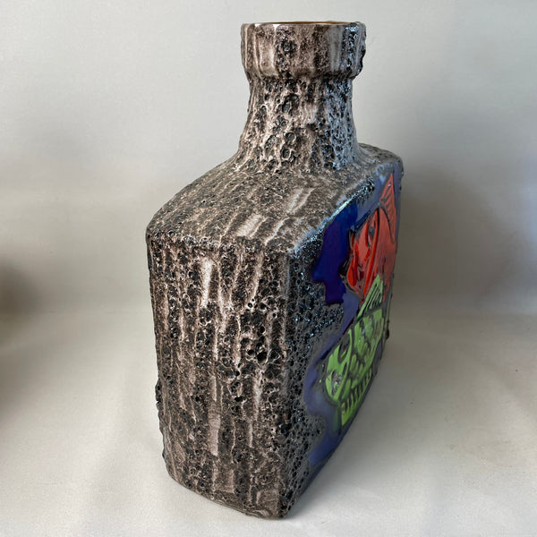 Keramik Vase von Scheurich 281-39 mit Fisch Motiv
