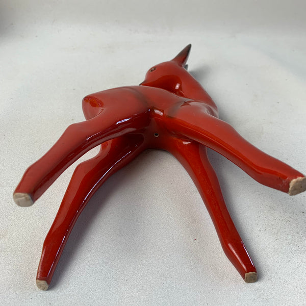 Rotes Reh Keramik von Cortendorf