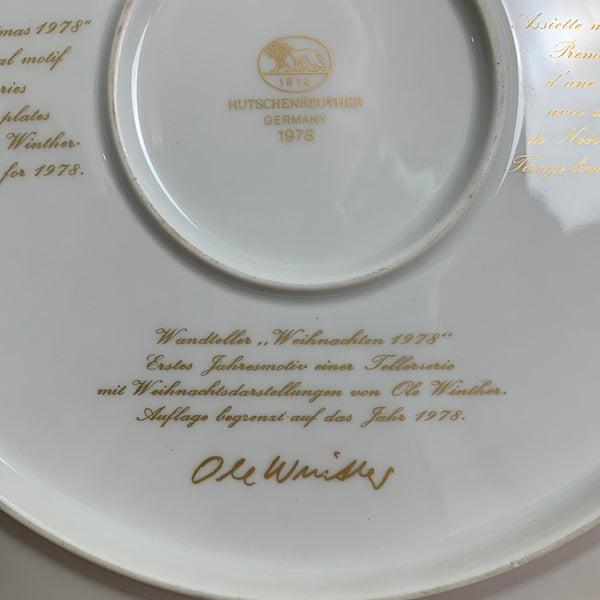 Wandteller Weihnachten 1878 von Ole Winther für Hutschenreuther