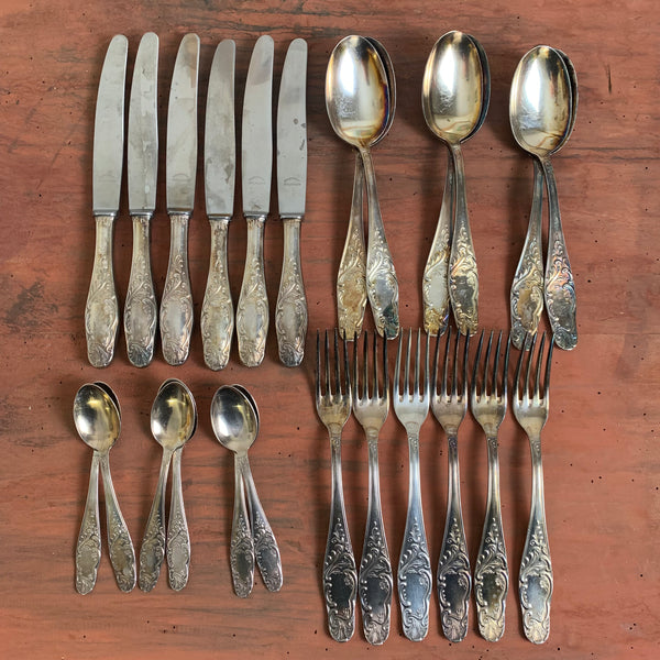 Versilbertes Jugendstil Besteck
