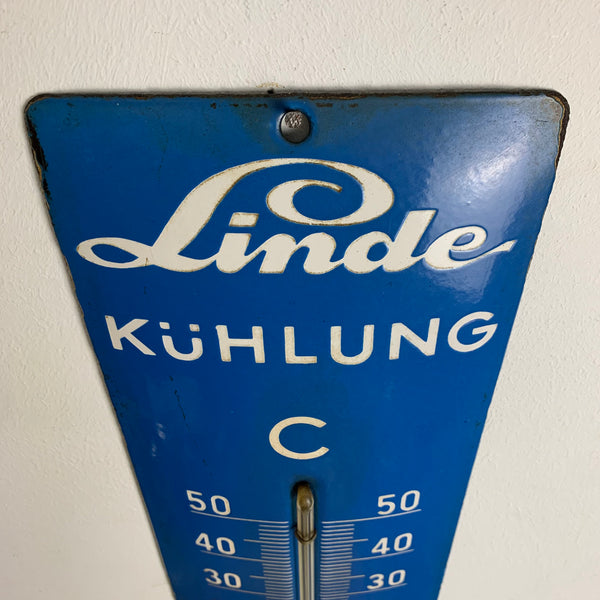 Emaille Schild Thermometer Linde Kühlung