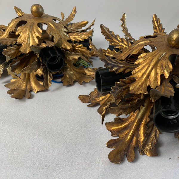 Ein Paar vergoldete Vintage Deckenlampe mit 6 Leuchten von Banci Firenze