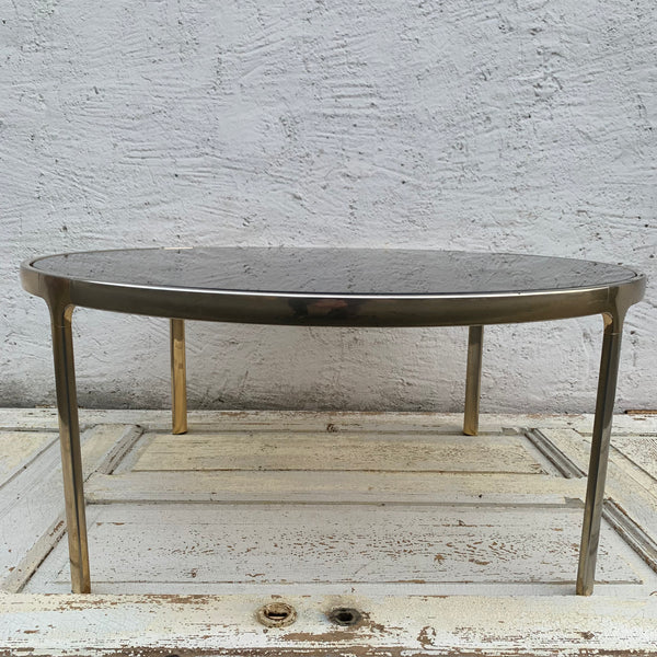 Vintage großer runder Couchtisch mit Rauchglasplatte