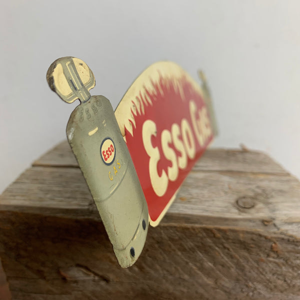 Vintage Blech Aufsteller Schild Esso Gas