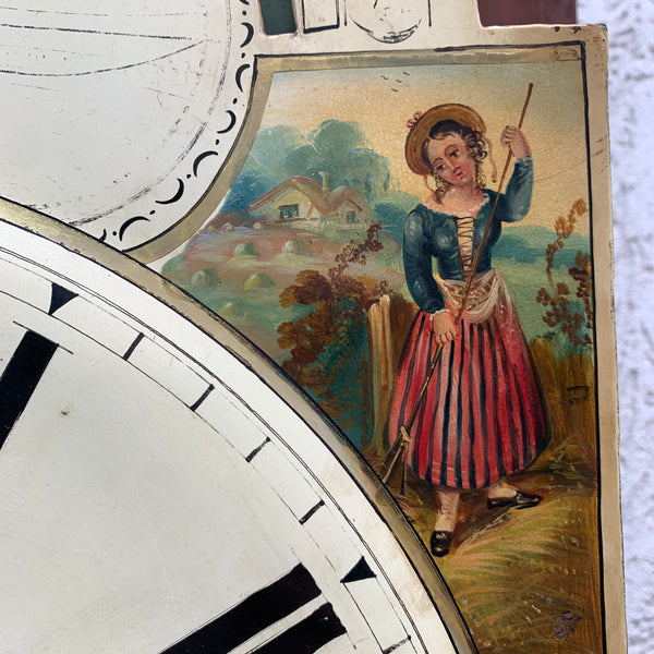 Viktorianische Standuhr mit Mond und Schiff um 1830