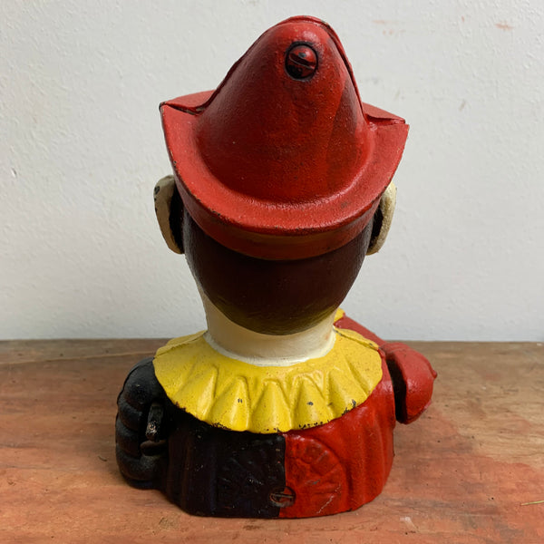 Antike mechanische Spardose aus Gusseisen Humpty Dumpty Circus Clown