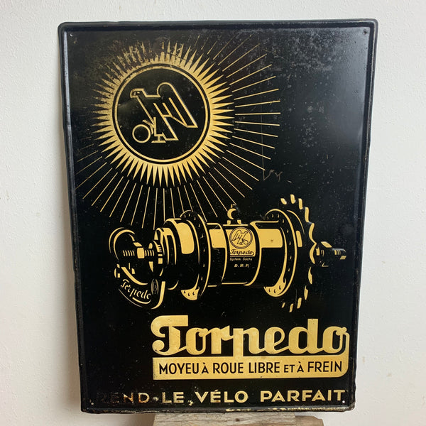 Vintage Blechschild Torpedo Freilaufnaben DRP