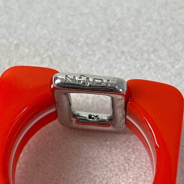 Ring 70er Jahre Acryl Silber 925