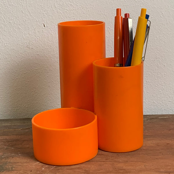 Vintage Stifthalter Utensilo orange
