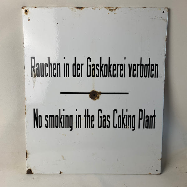 Emaille Schild Rauchen in der Gaskokerei verboten