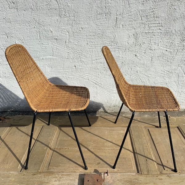 2 Geflechtstühle / Korb Stühle von Gian Franco Legler