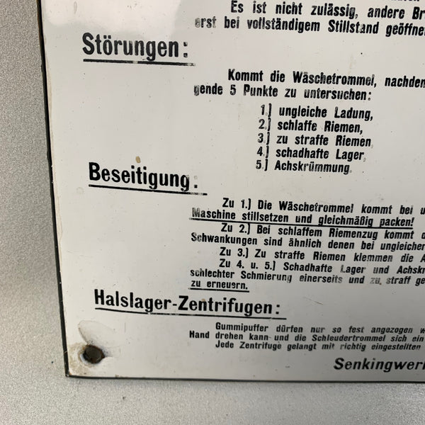 Emaille Schild Senking