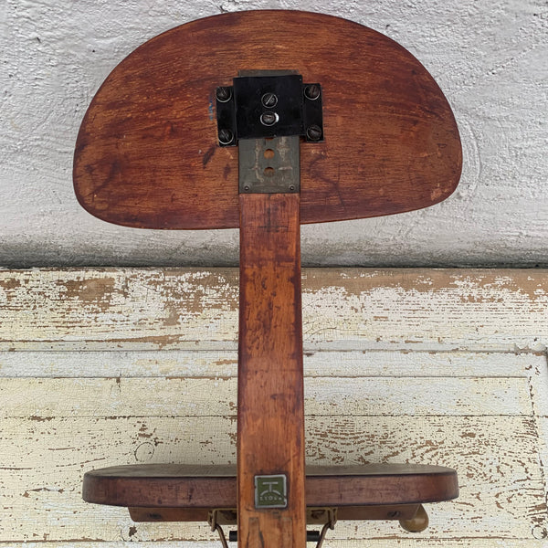 Vintage Industrial Holz Drehstuhl von Stoll