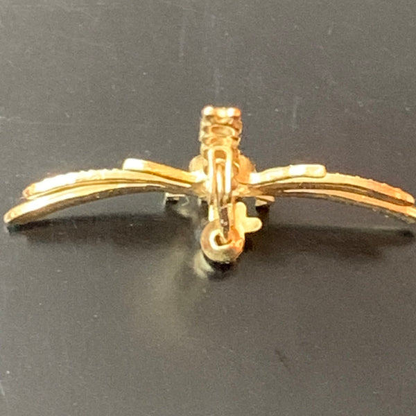Libelle Brosche Gold mit Auquamarin
