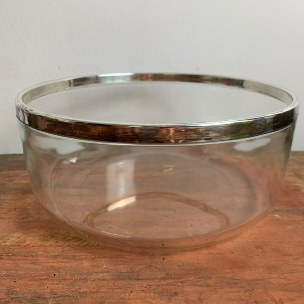 Vintage Glas Schale mit Silberrand