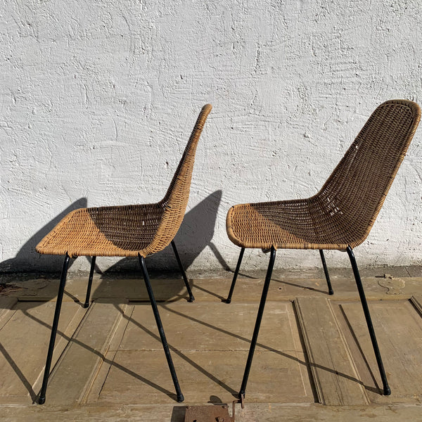 2 Geflechtstühle / Korb Stühle von Gian Franco Legler