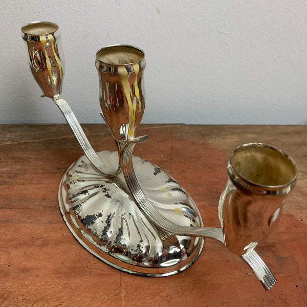 Versilberter Kerzenhalter 3armig