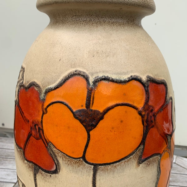 Keramik Bodenvase von Scheurich mit Blumenornament