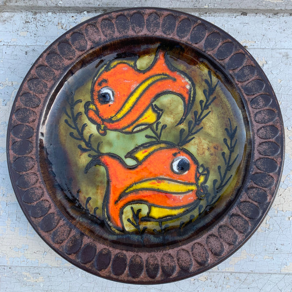 Vintage Keramik Wand Teller Fisch Motiv