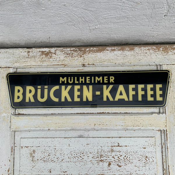 Vintage Werbeschild aus Glas Mülheimer Brücken - Kaffee