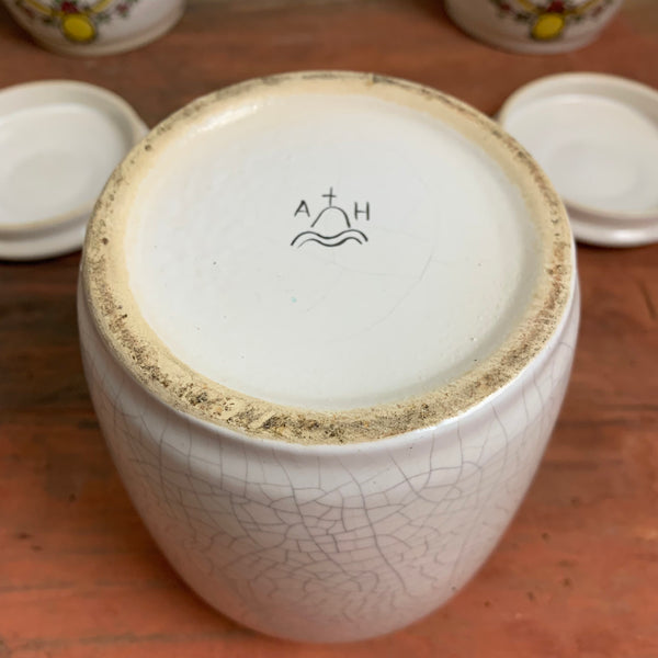 3 vintage Apotheken Gefäße von Herr Fajance Anna Hütte